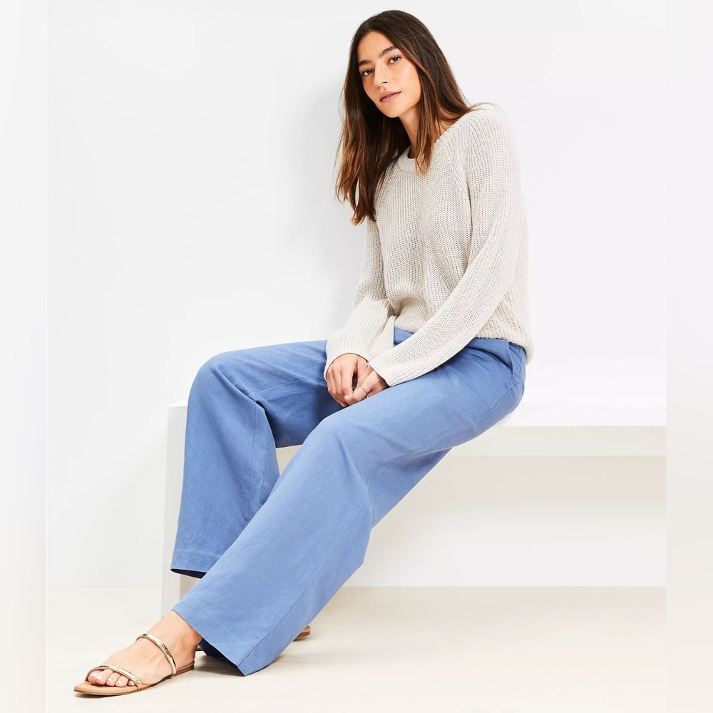 LOFT Light Blue Wide-Leg Pants